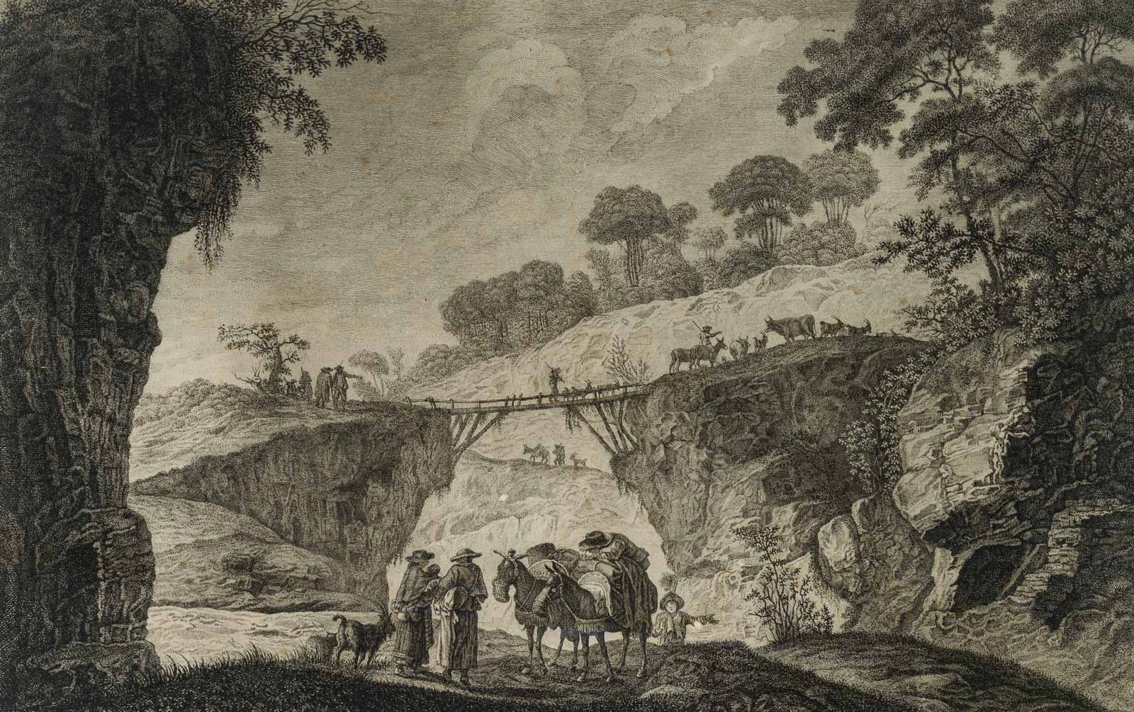 Landschaft mit Hirten und Maultieren