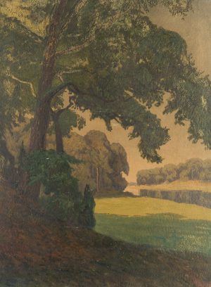 Bewaldete Landschaft am See