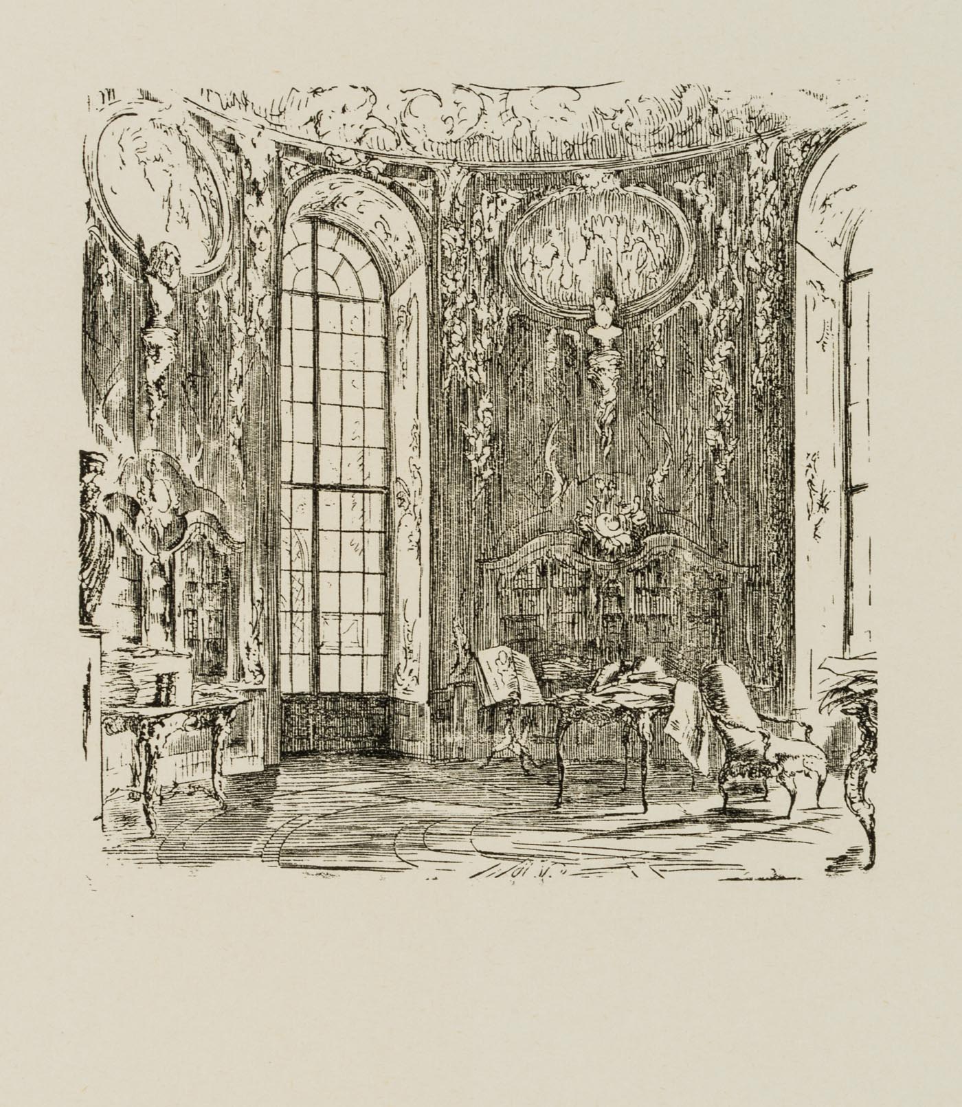 Rokoko-Interieur mit Tisch