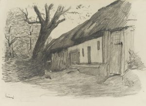 Reetdachhaus und Baum