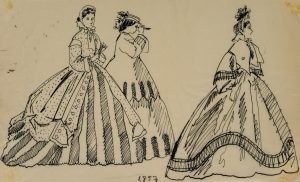 Damen i. Krinolinenmode um 1850