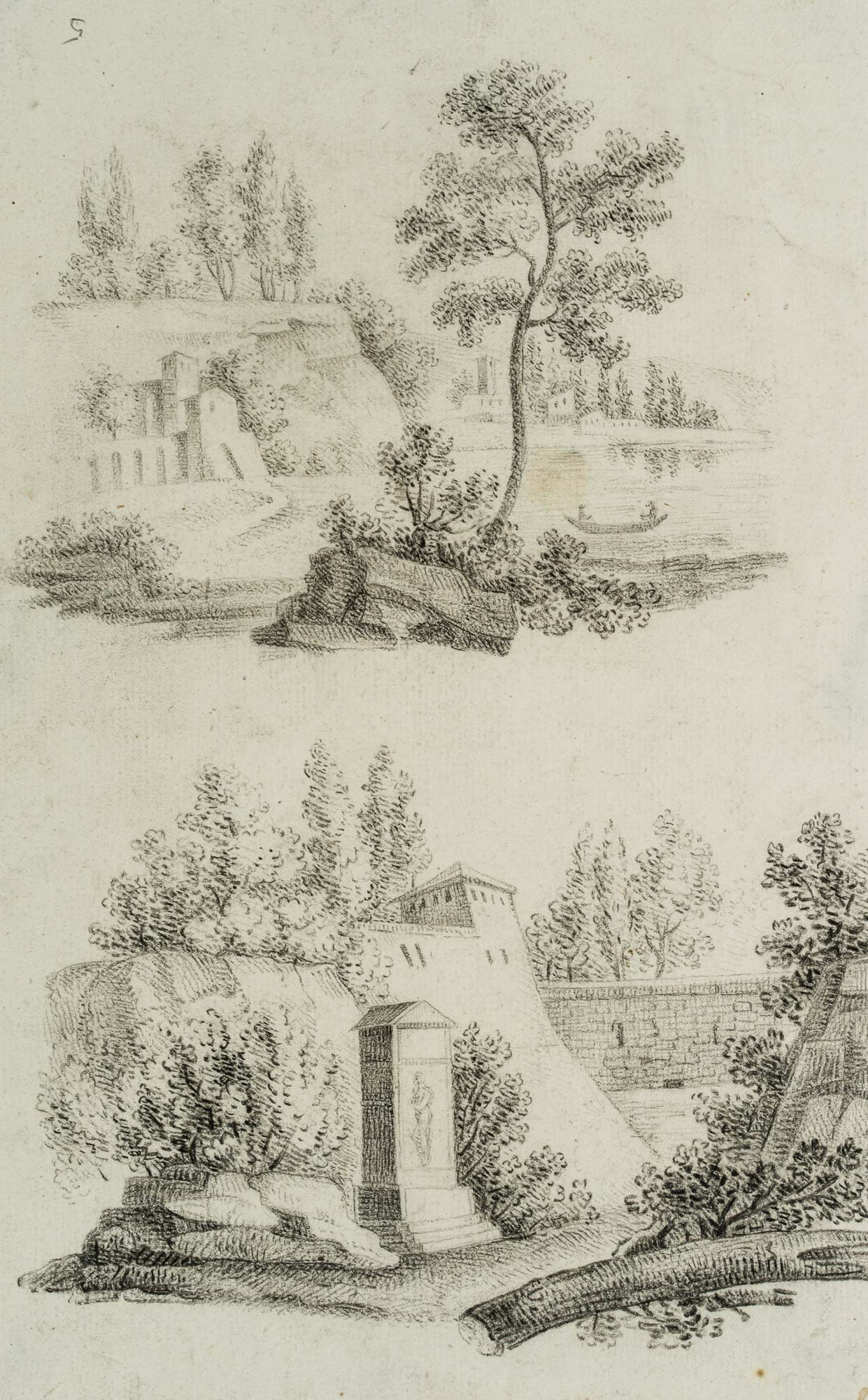 2 Landschaften mit Architektur