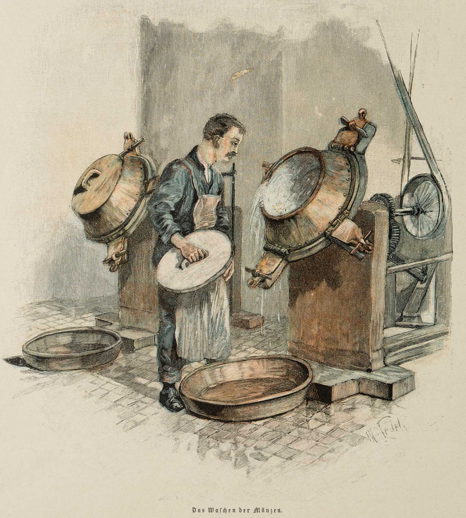 Waschen der Münzen, Münzstätte