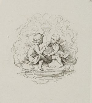 Zwei Amoretten auf Wolken
