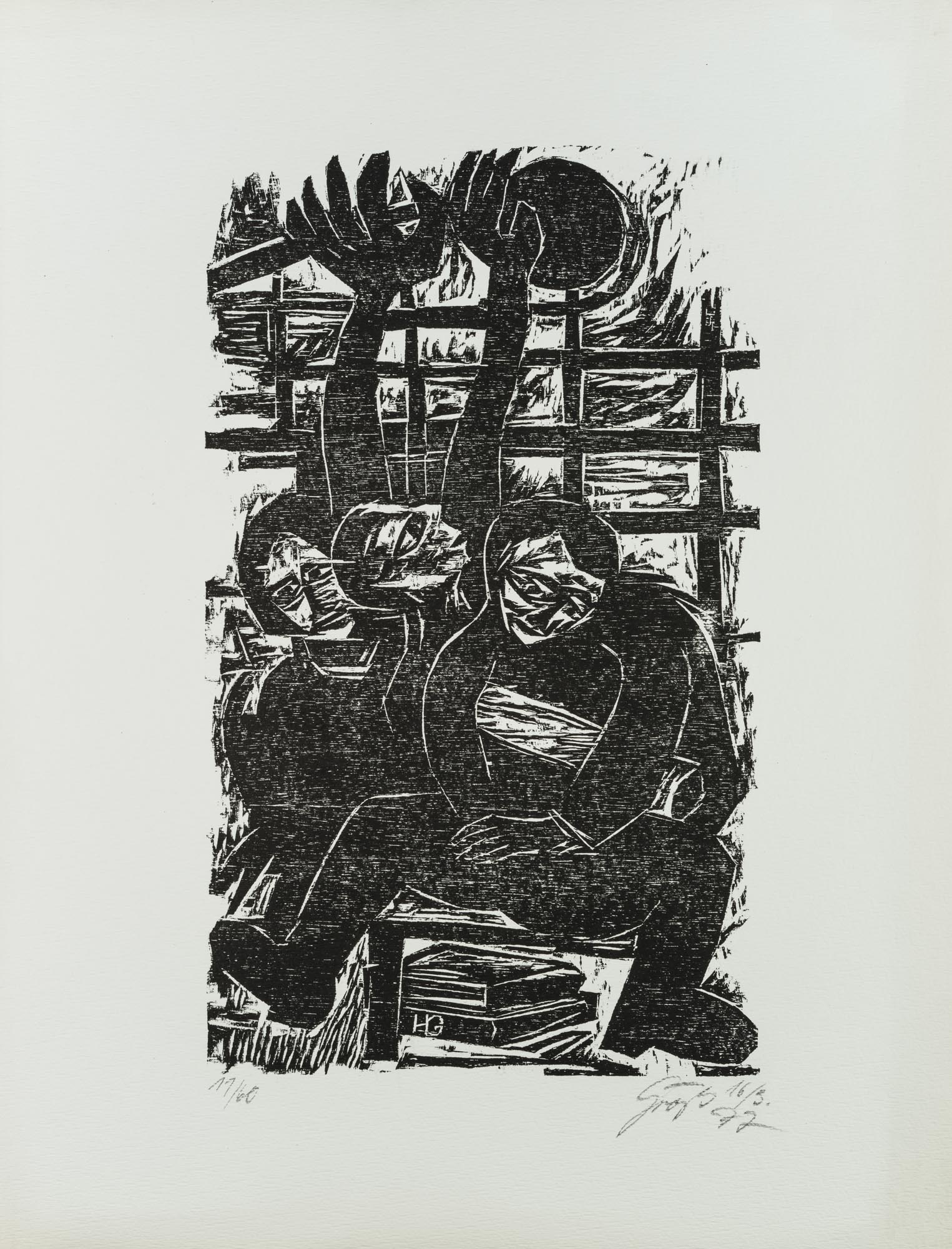 Expressionist. Darst. von Arbeitern