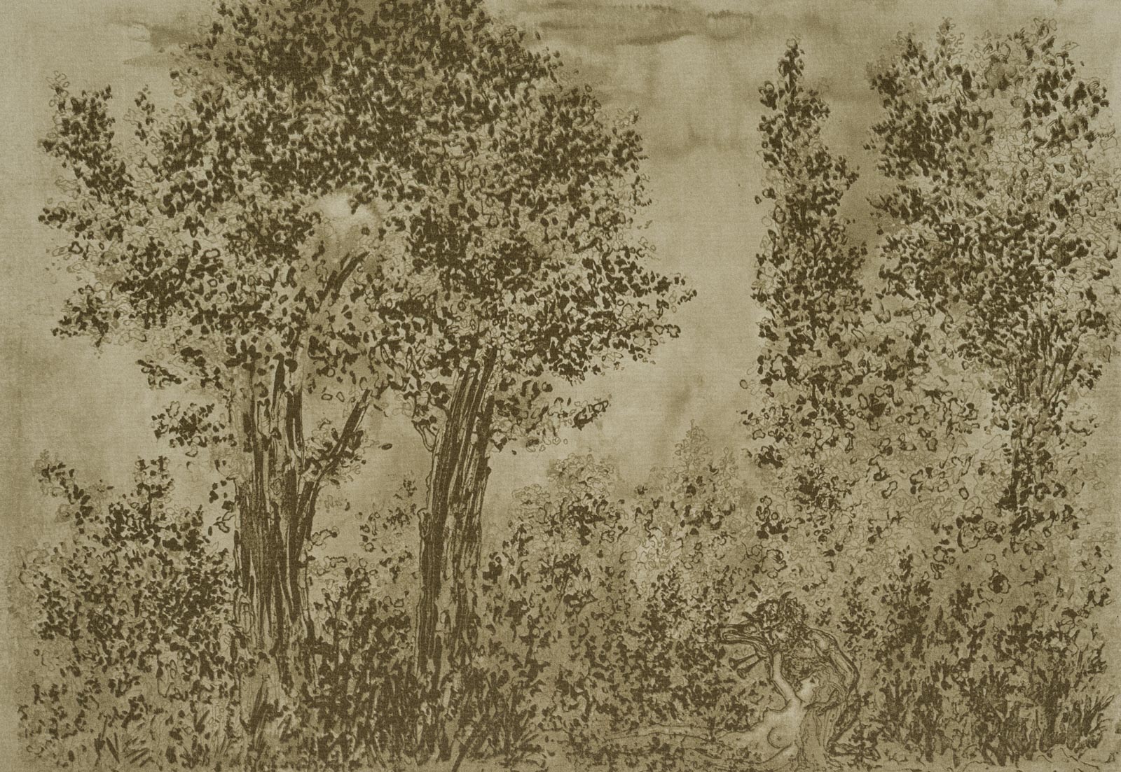 Satyr mit Nymphe in der Natur