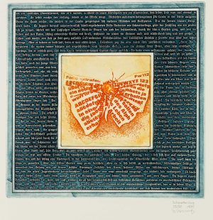 Typographische Collage mit Schmetterling
