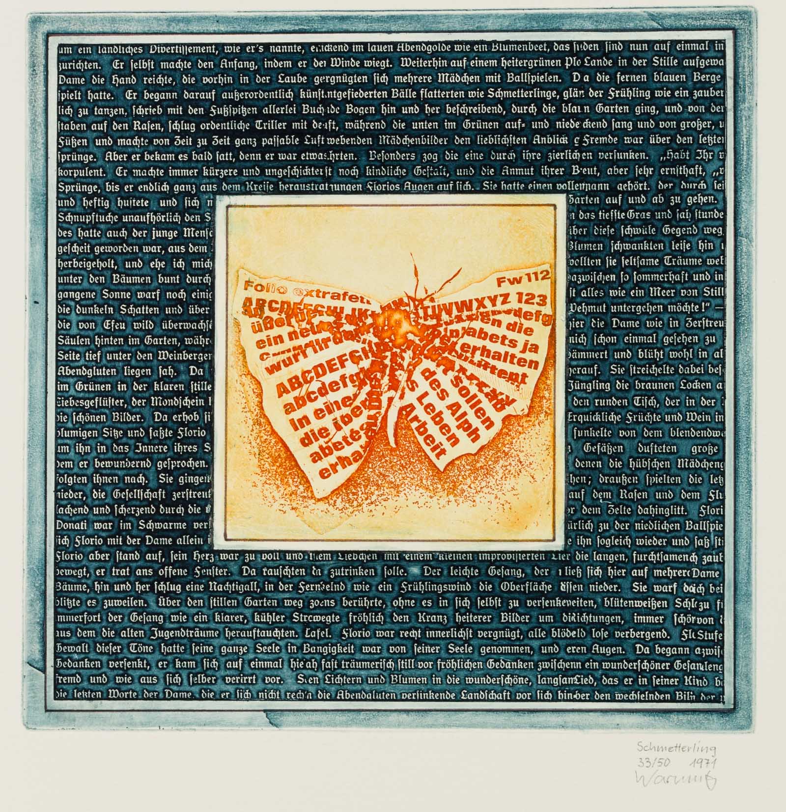 Typographische Collage mit Schmetterling