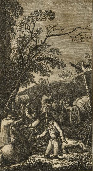 Flussüberquerung m. Fuhrwerk