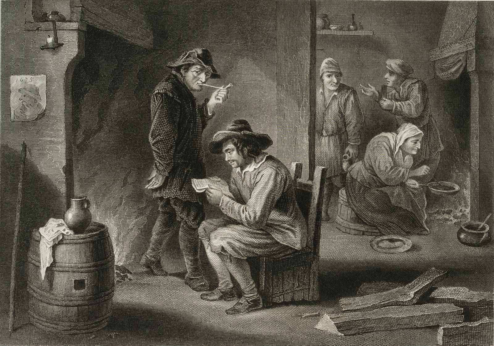 Interieur e. belebten Bauernstube