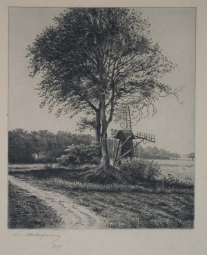 Dänische Landschaft mit Windmühle