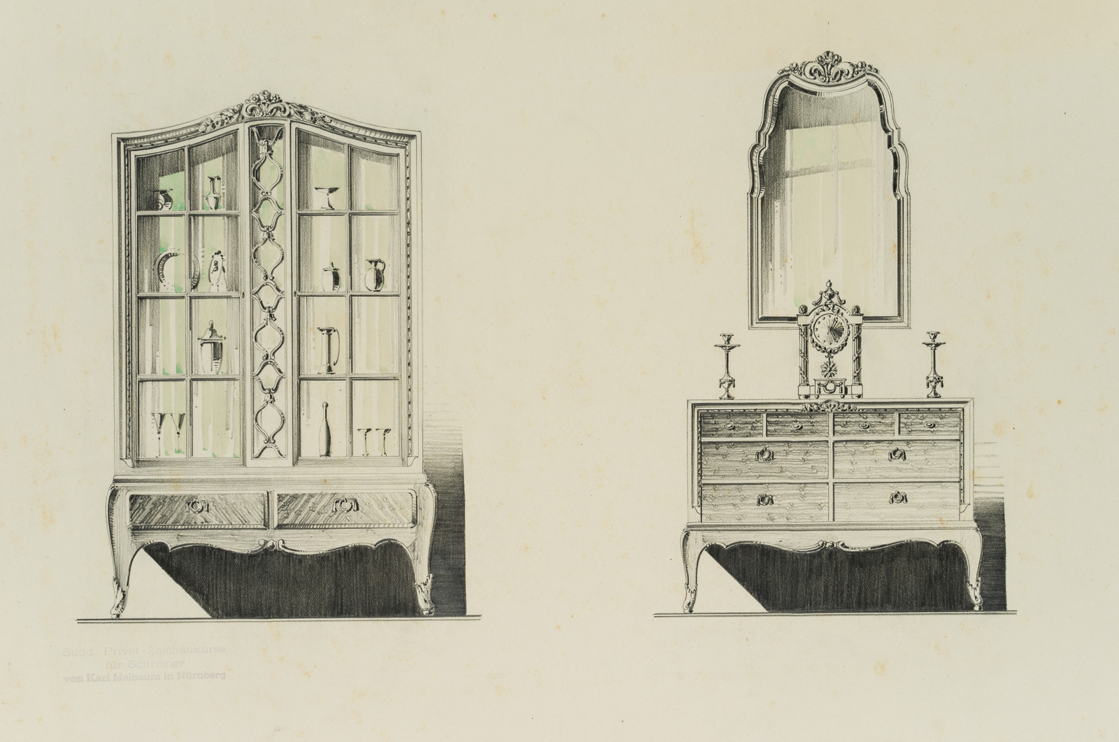 Vitrinenschrank und Kommode