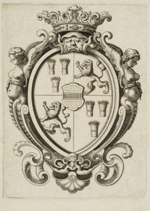 Heraldik Wappen mit Löwen und Garben