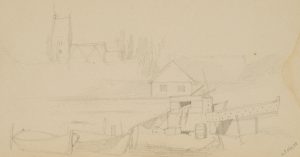 Landschaftsstudie, Boote am Wasser