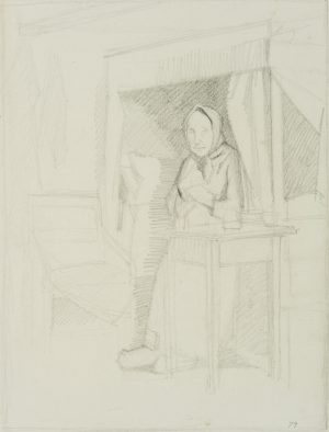 Interieur, Frau mit Kopftuch