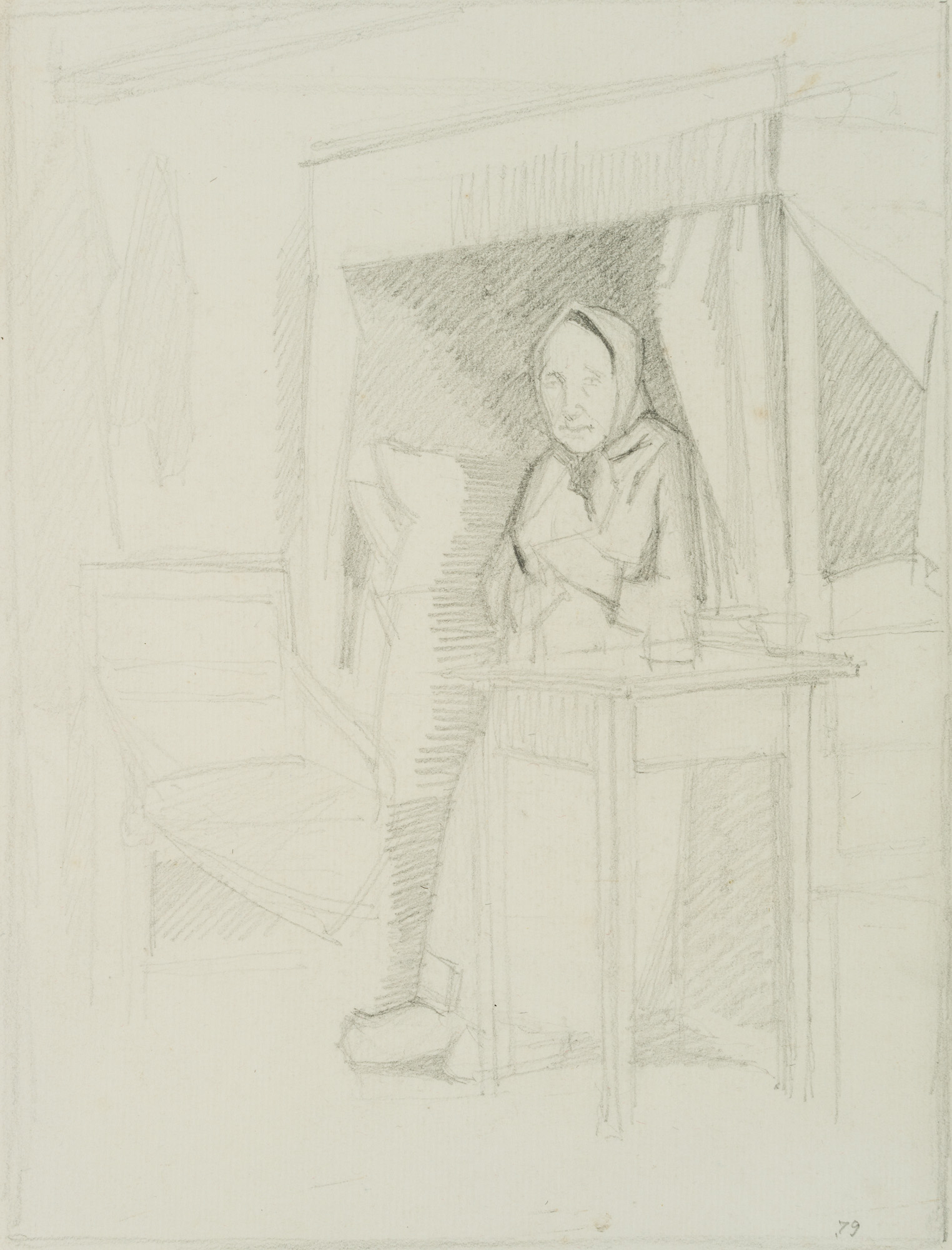 Interieur, Frau mit Kopftuch