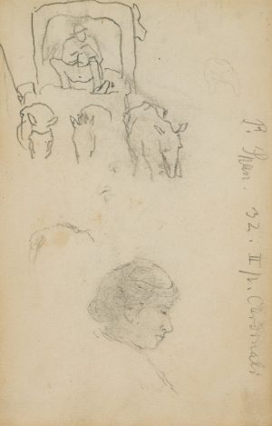 Skizzenhafte Figurenstudie, Kutscher