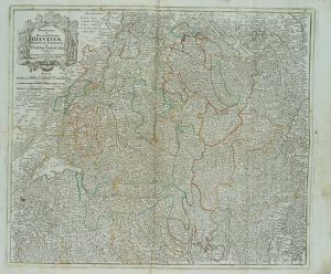 Landkarte Schweiz. Helvetiae, Rhaetiae, Valesiae