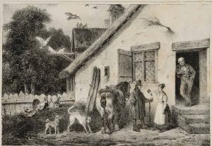 Pferdehändler vor dem Bauernhaus