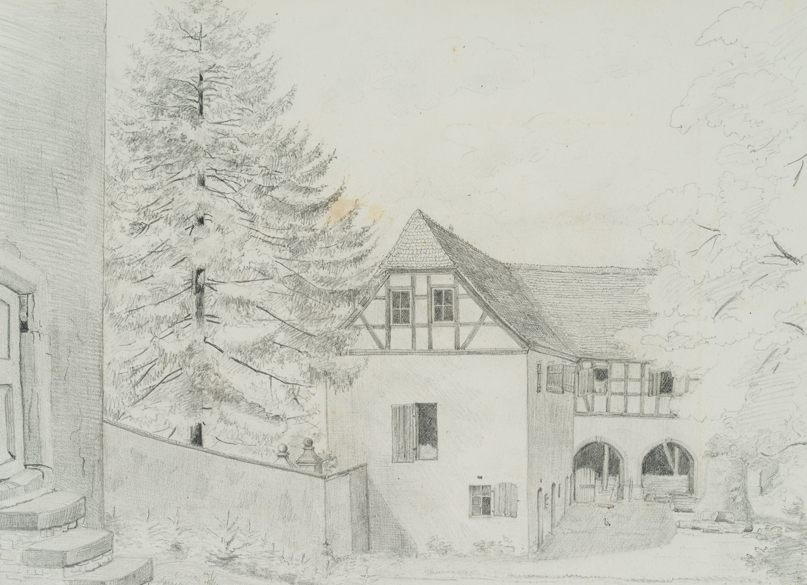 Blick in den Hof eines Gehöfts