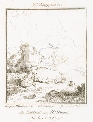 Hirte mit Vieh in der Landschaft