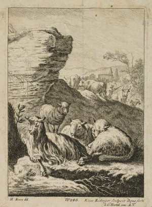 Landschaft mit Vieh und einem Hirten