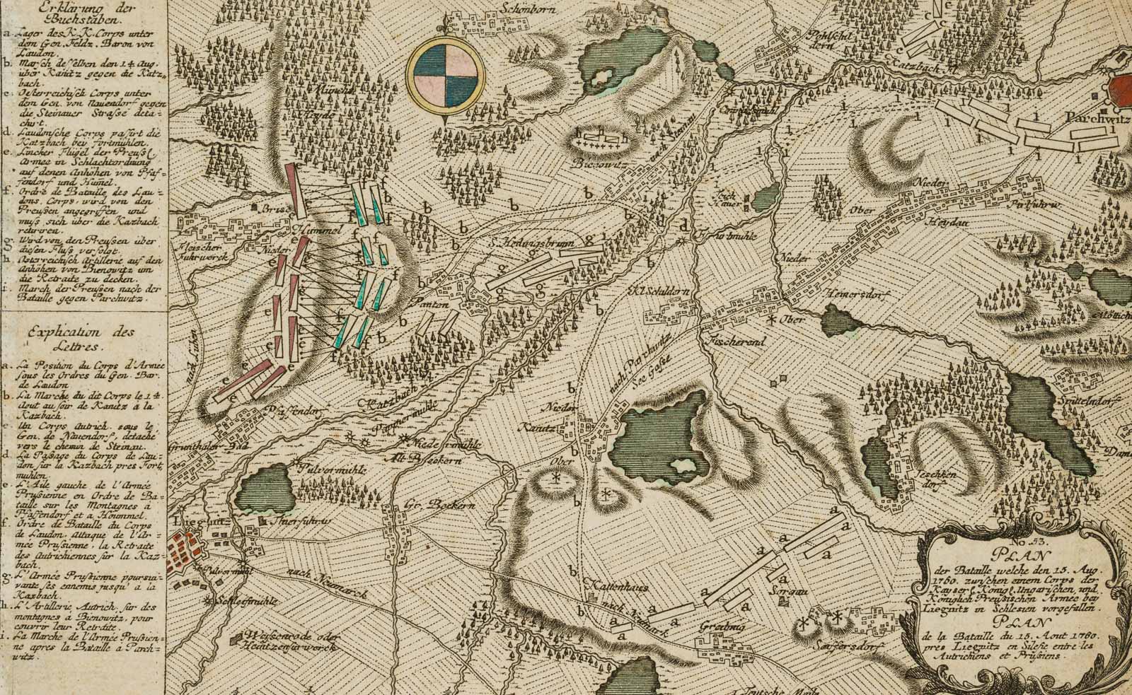 Karte der Bataille 1760 bei Liegnitz