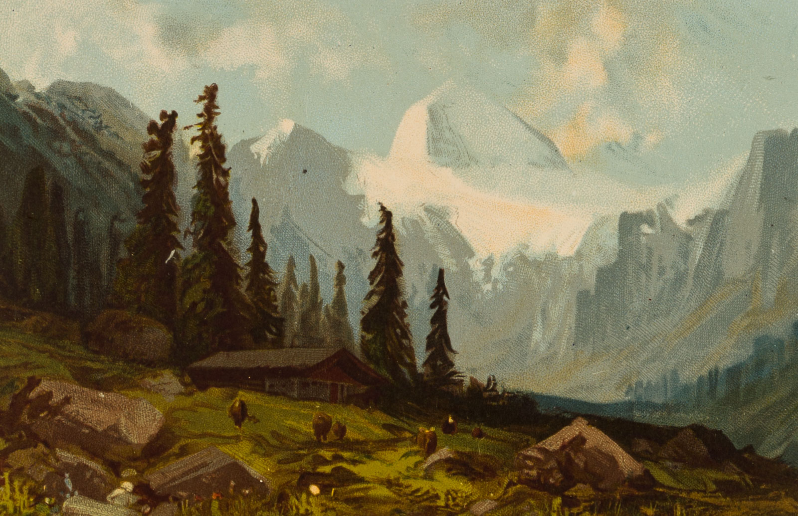 Alpine Landschaft m. Berghütte