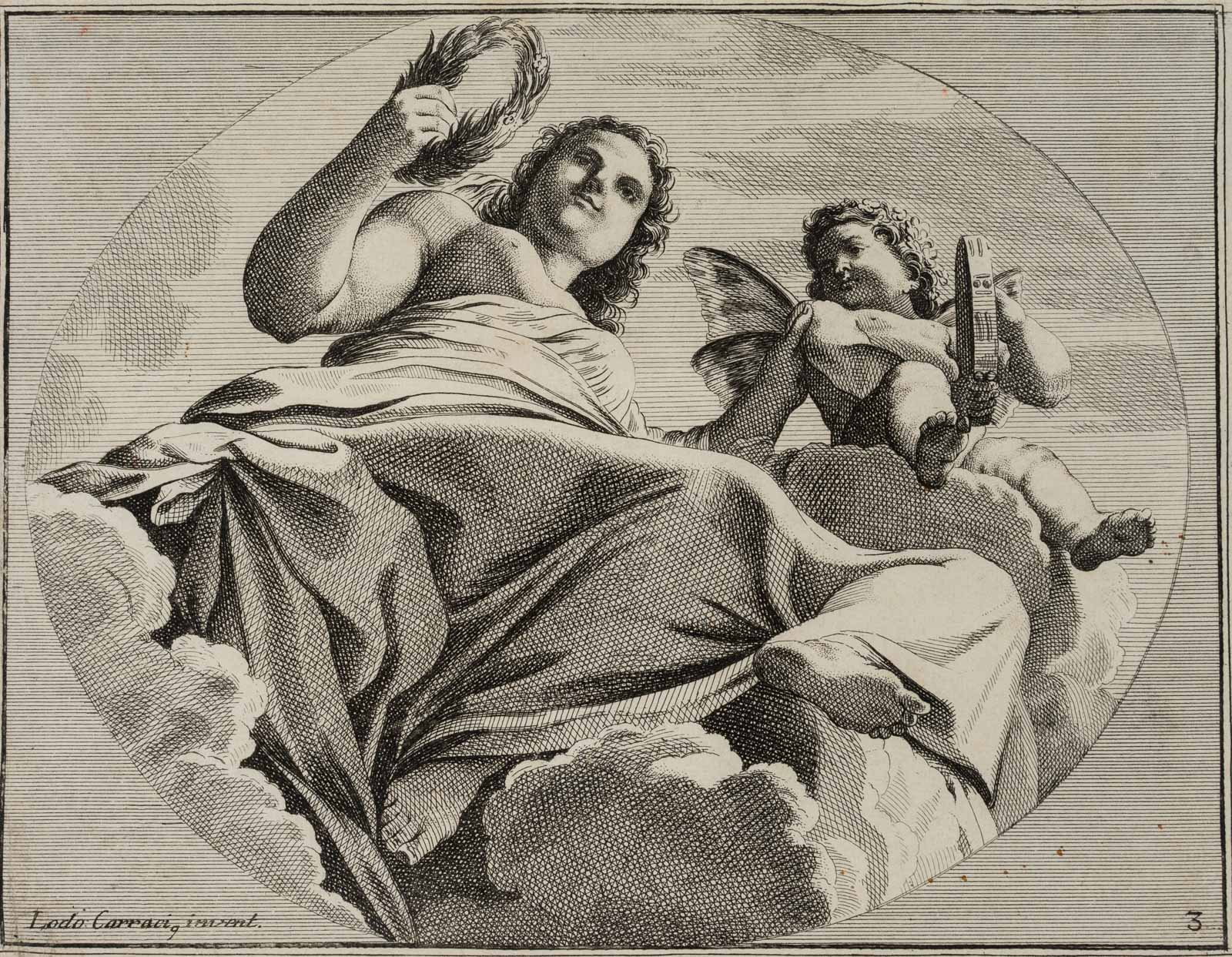 Venus und Amor auf einer Wolke