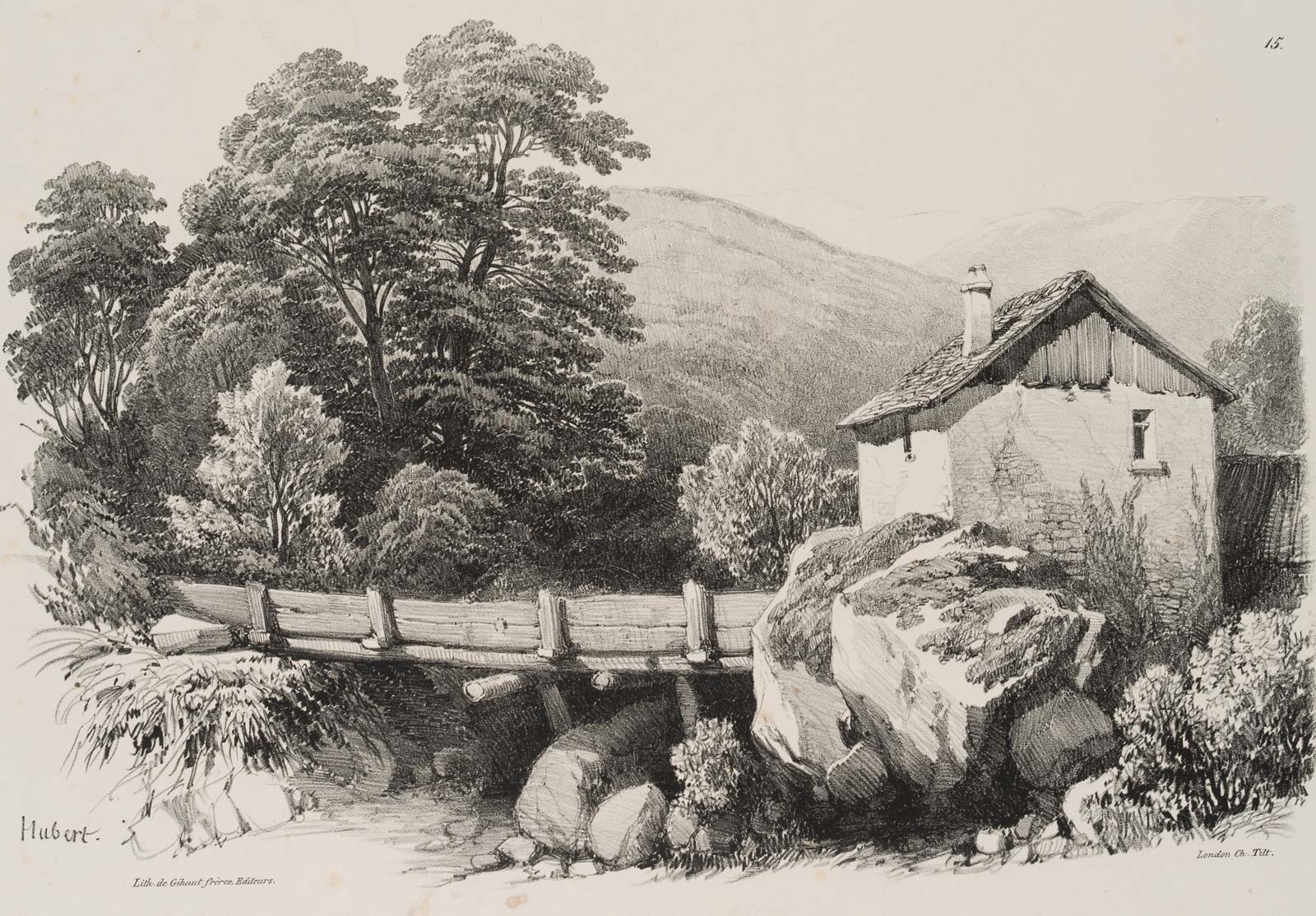 Steinhaus mit rustikaler Brücke