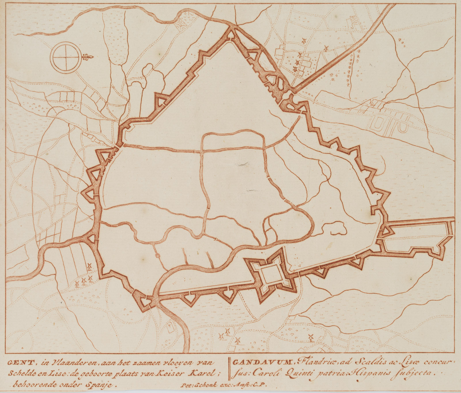 Karte d. Befestigungsanlage von Gent
