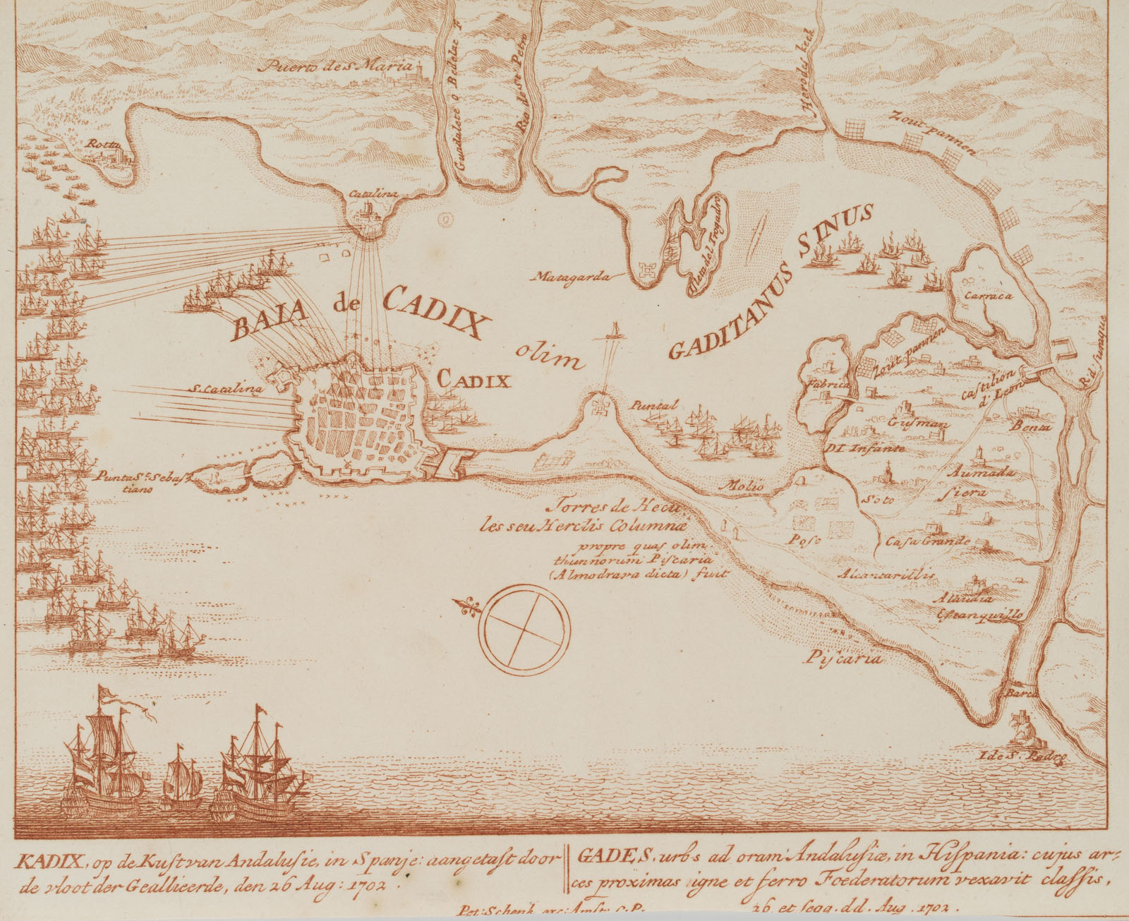 Karte der Schlacht bei Cádiz 1702