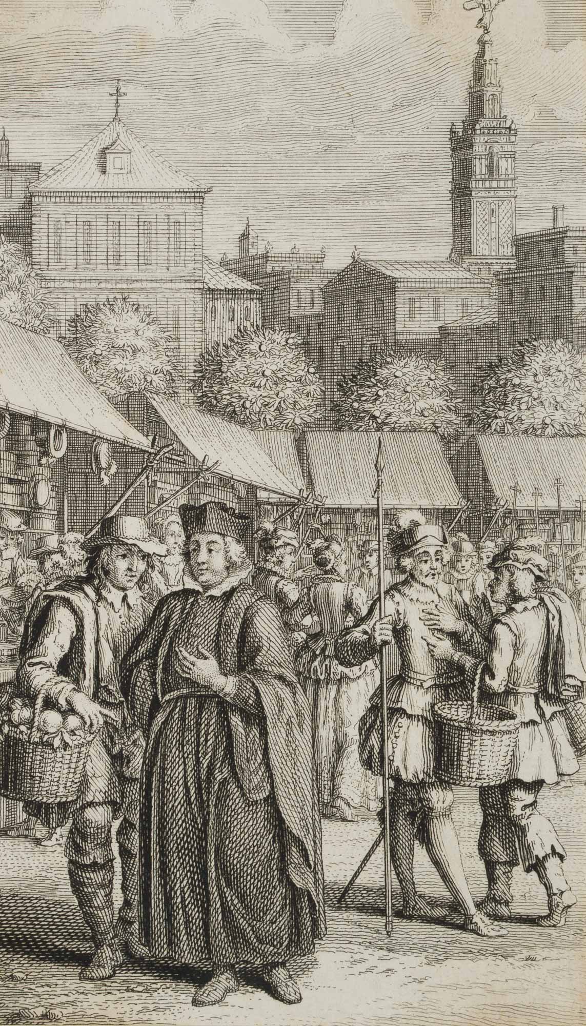 Marktszene mit Klerus