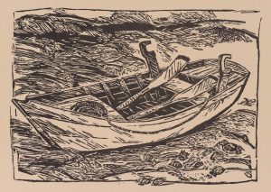 Ruderboot an der Brandung