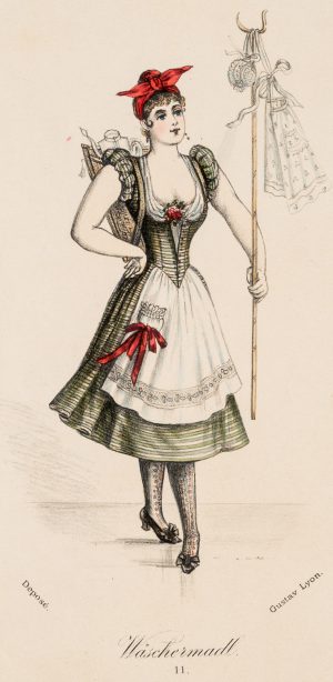 Modeskizze, Wäschemadl, Tracht
