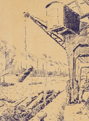 Hafenszene, Löschen der Fracht