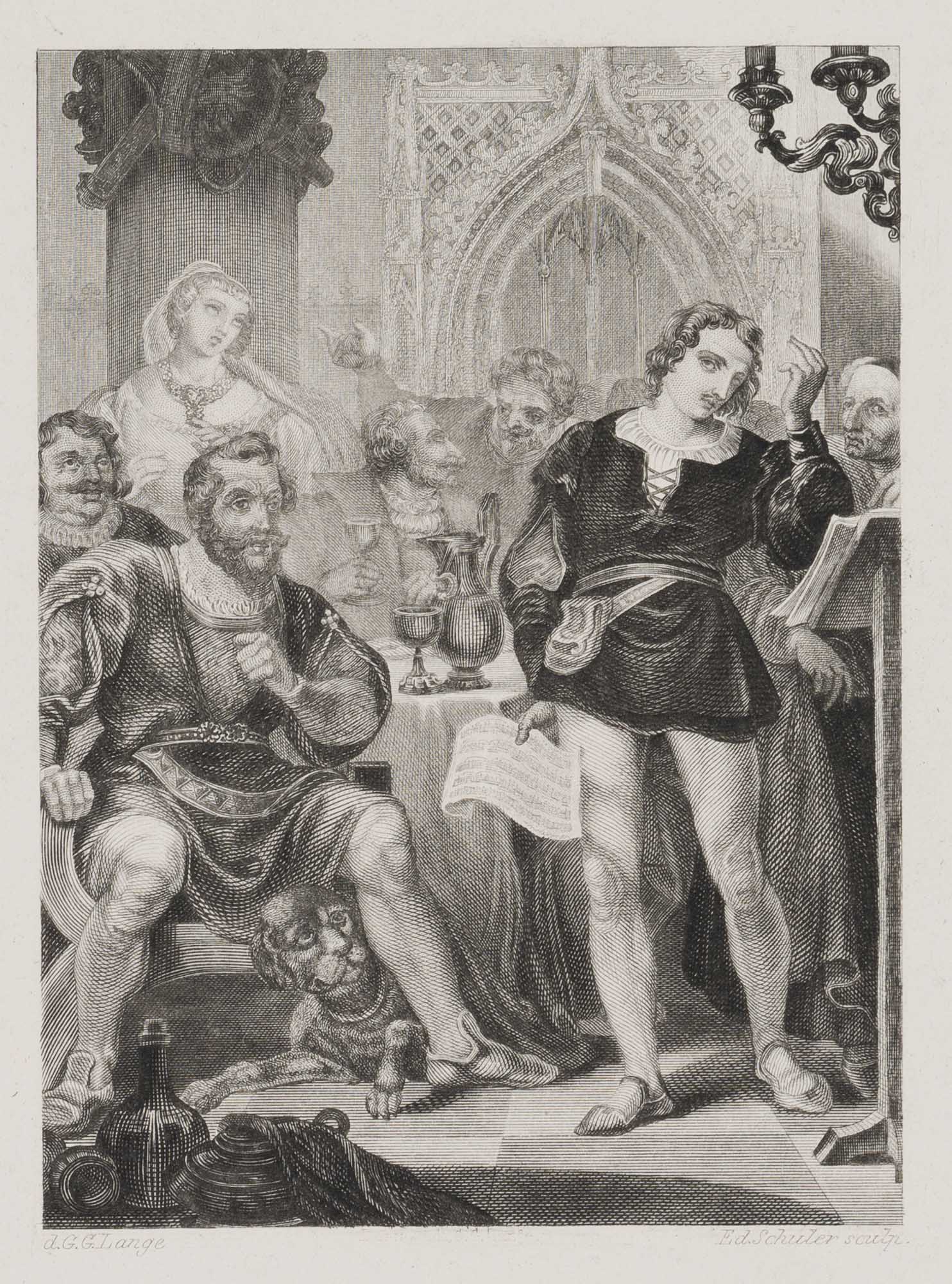 Historienszene, Jüngling am Hof