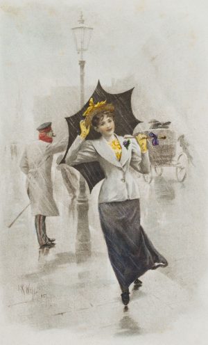 Märzveilchen, Dame im Regen