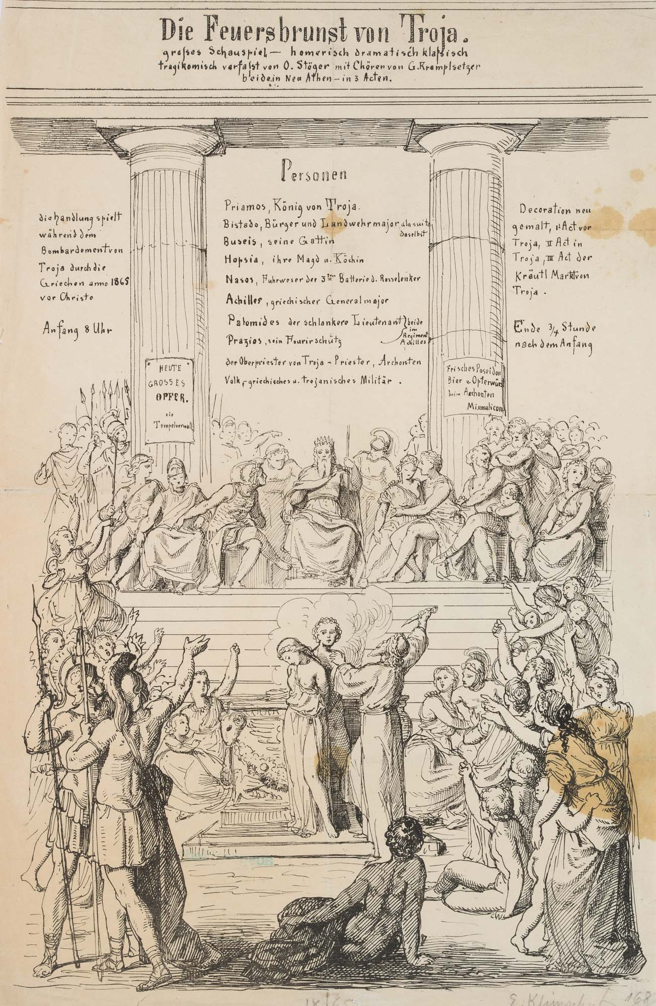 Theaterzettel Die Feuersbrunst zu Troja