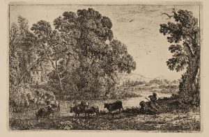 Flusslandschaft mit Rindern