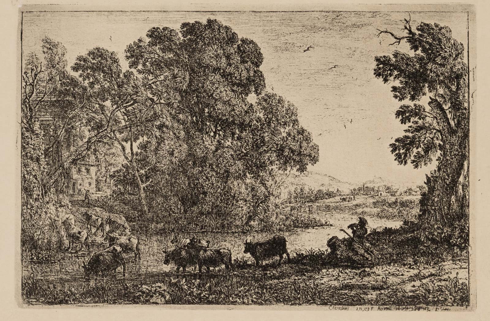 Flusslandschaft mit Rindern