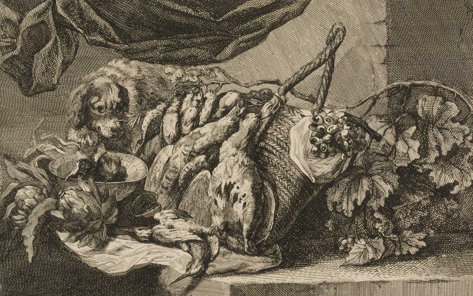 Vogel und Trauben, Stillleben