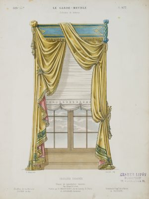 Glasfenster mit Draperie