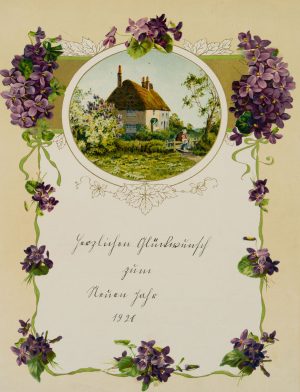 Neujahrswünsche 1921 mit Veilchen