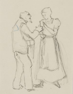 Soldat mit Magd im Gespräch