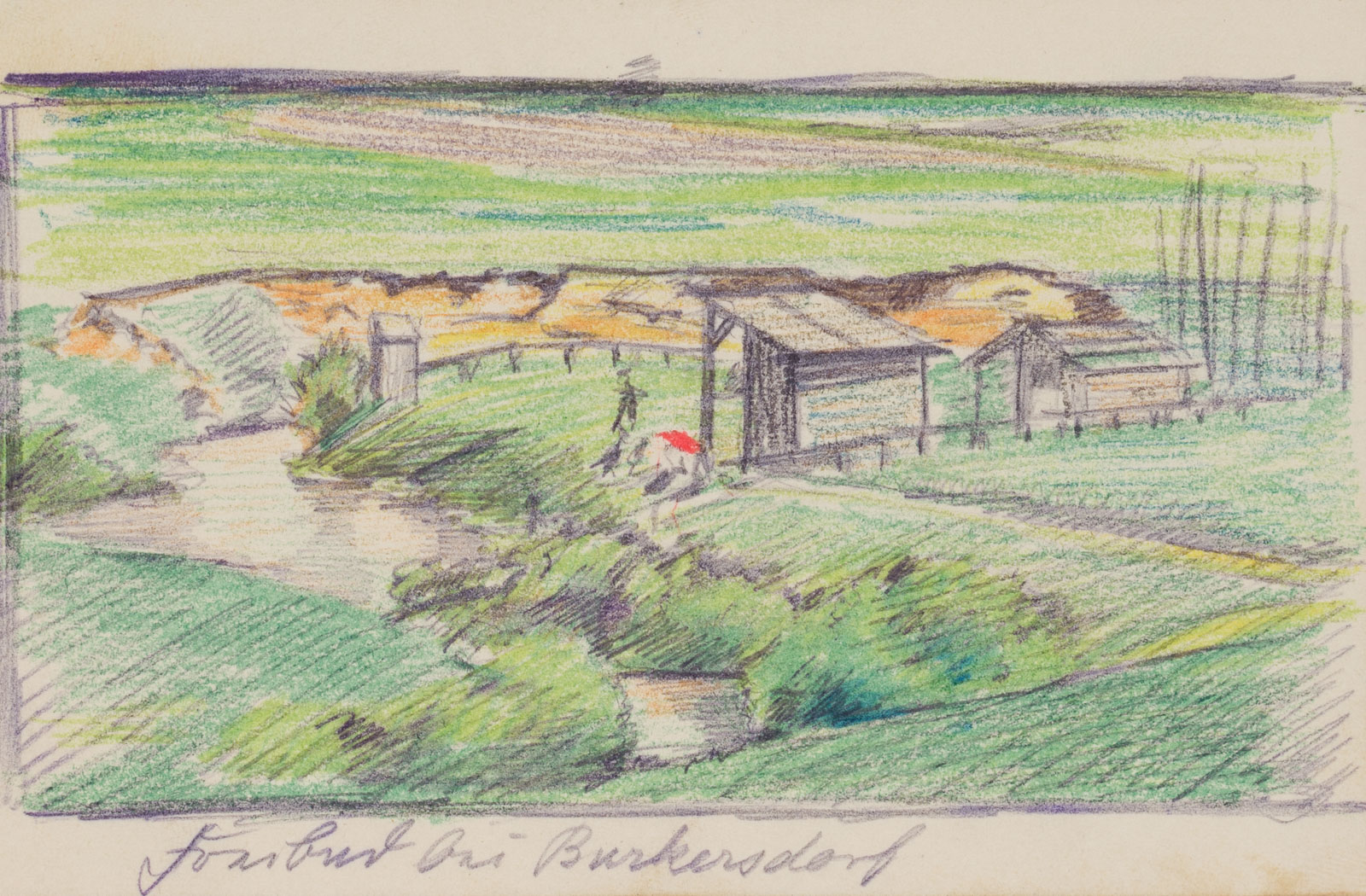 Postkarte. Freibad bei Burkersdorf