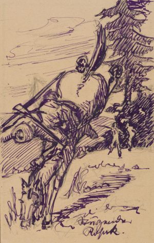 Vom Pferd stürzender Soldat