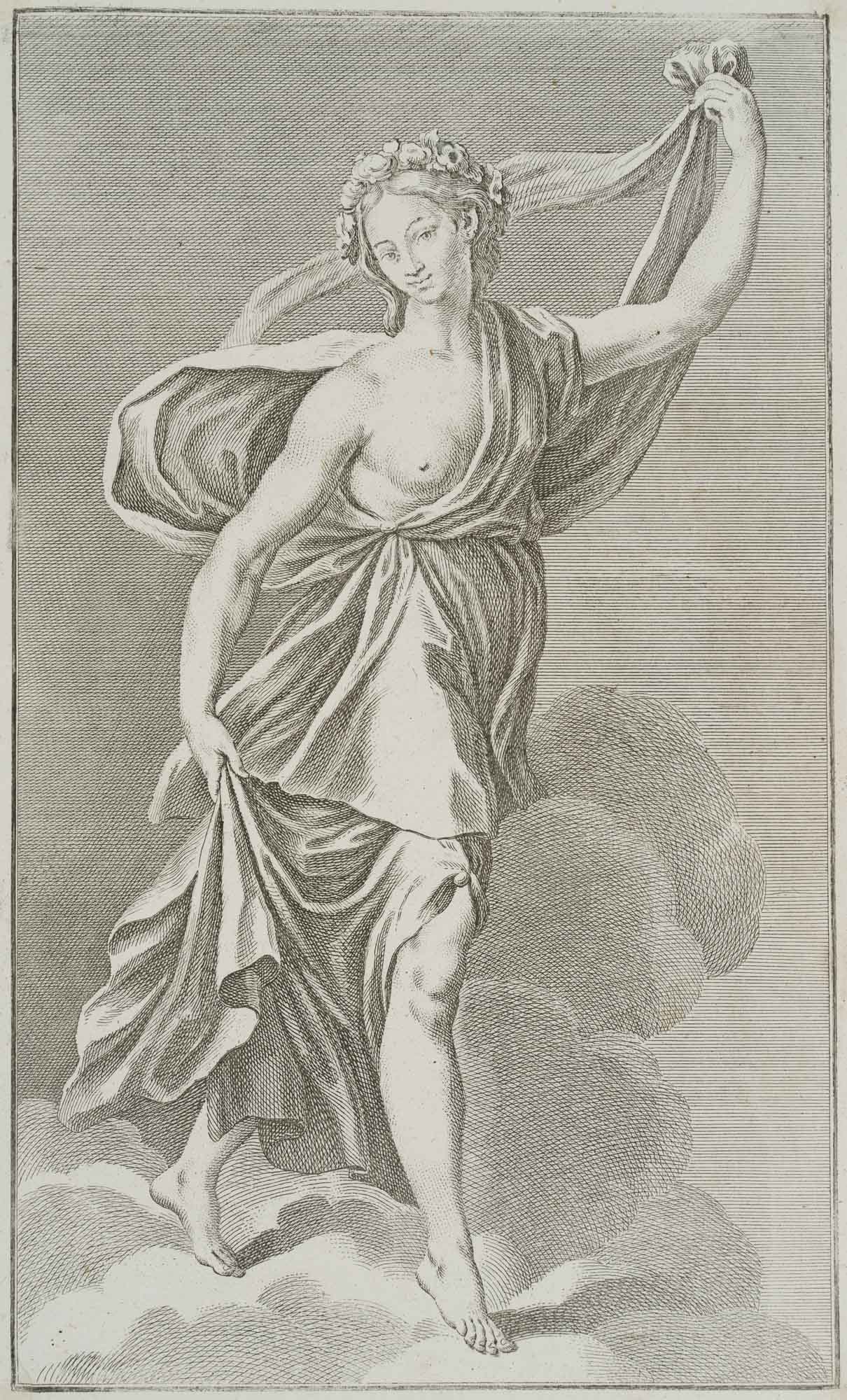 Weibl. Gewandfigur m. Blumenkranz