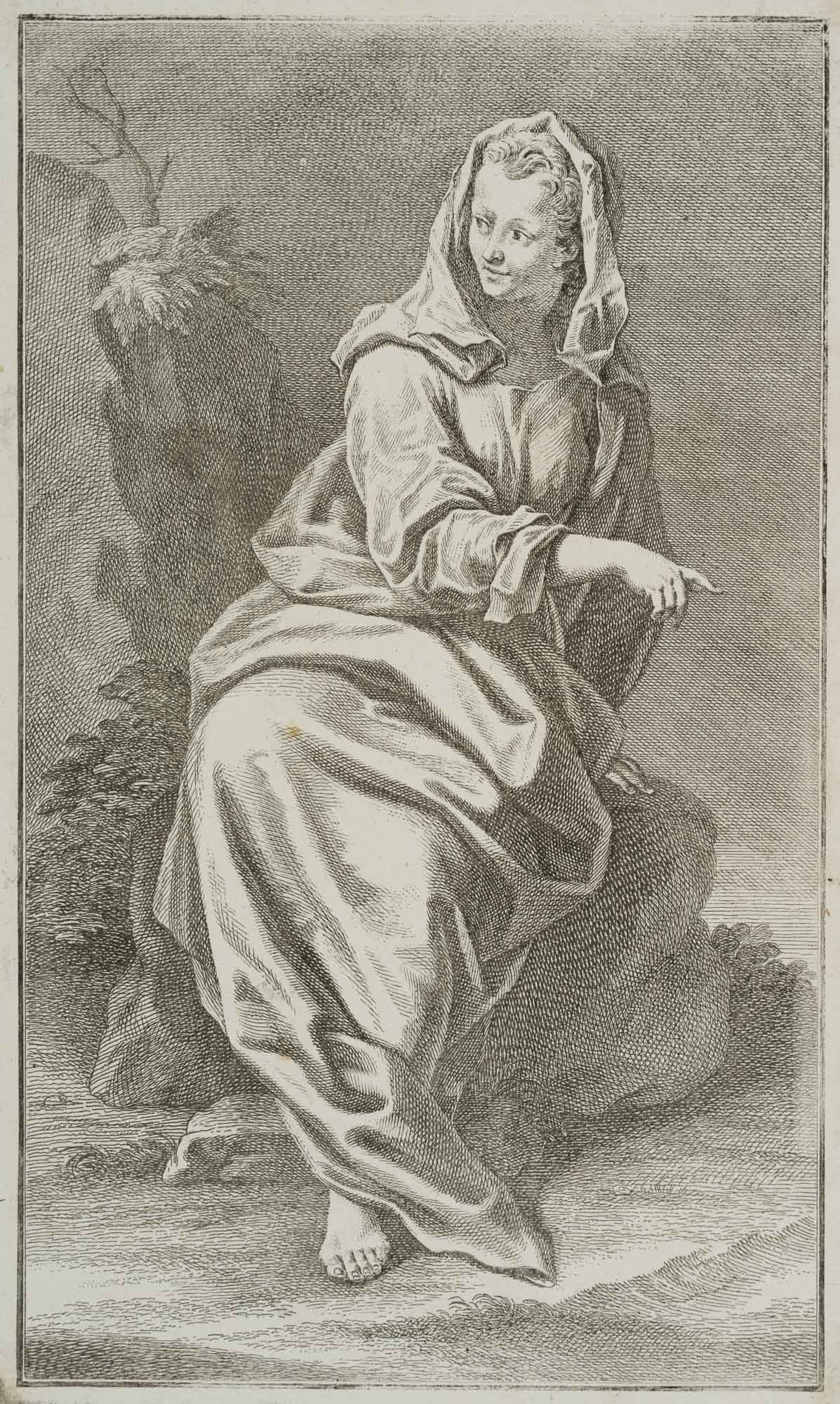 Sitzende weibliche Gewandfigur