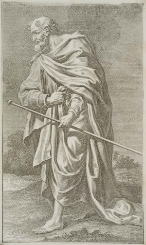 Figurenstudie, Gewandfigur mit Stab